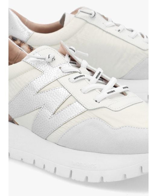 Wonders White Odisei Leopard Metallic Suede & Nylon Trainers