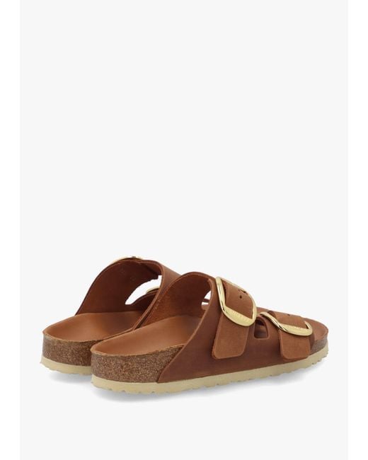 Birkenstock Brown Arizona Big Buckle Tan Leather Two Bar Mules