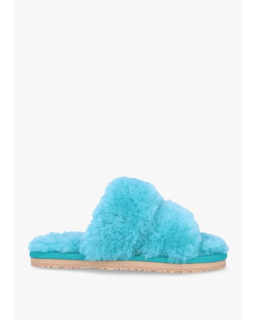 Mou Two Stripes Blue Sheepskin Slippers