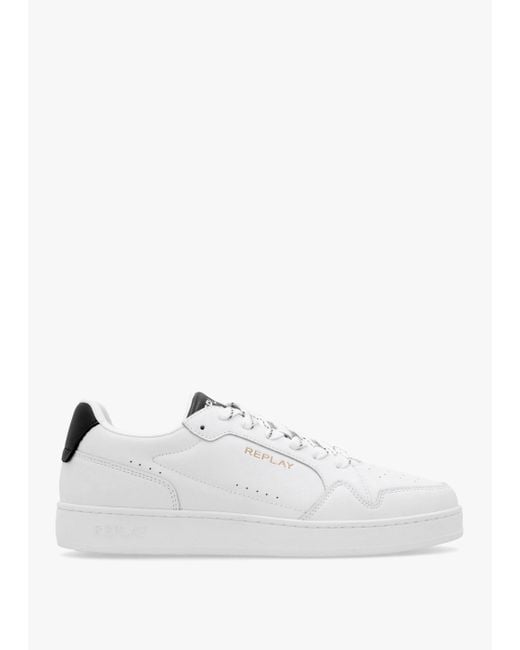 Replay White S Smash Choice Leather Trainers for men