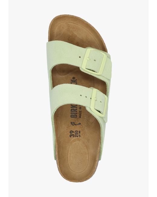 Birkenstock Green Arizona Faded Lime Suede Two Bar Mules