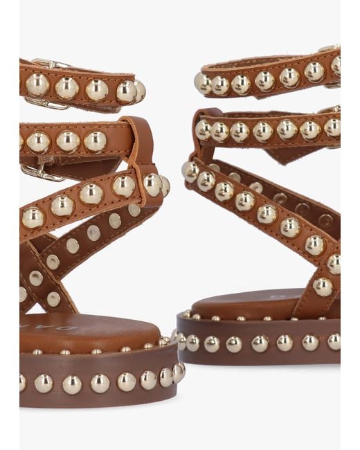 Daniel Brown Eternal Tan Leather Studded Gladiator Sandals
