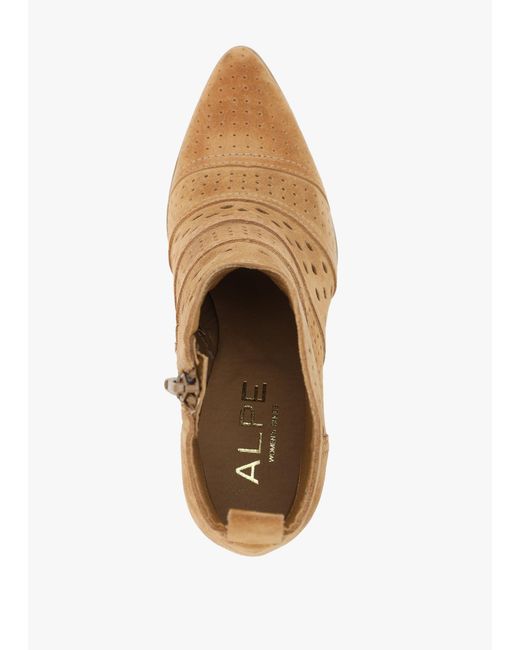 Alpe Natural Austie Perforated Block Heel Ankle Boots