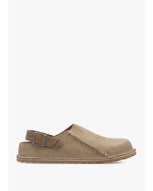 Birkenstock White Lutry Premium Suede Leather Taupe Clogs