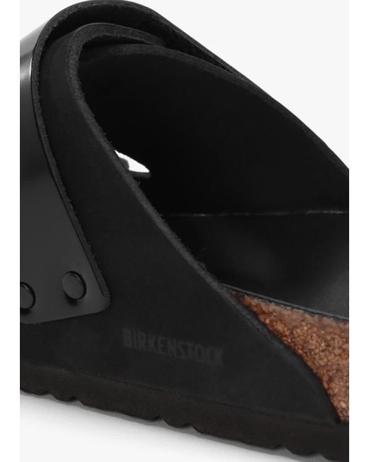 Birkenstock Uji Black Nubuck Leather Two Bar Mules