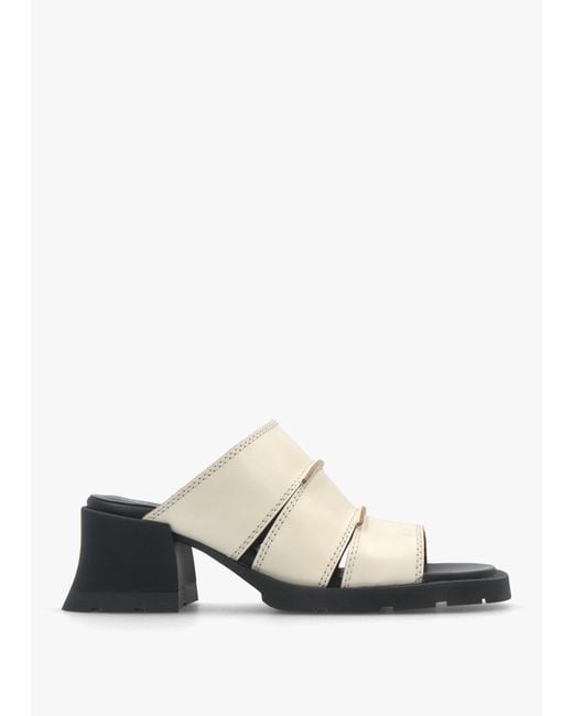 Miista White Jadzia Cream Leather Block Heel Mules