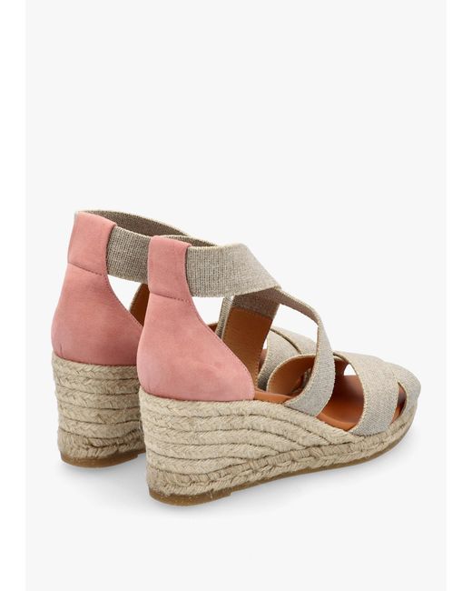 Kanna Natural Laura Elasticated Cross Strap Wedge Espadrilles
