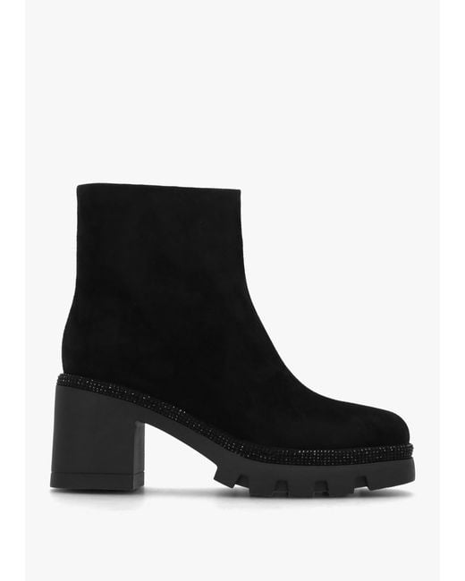 Daniel Black Ajewel Embellished Block Heel Ankle Boots