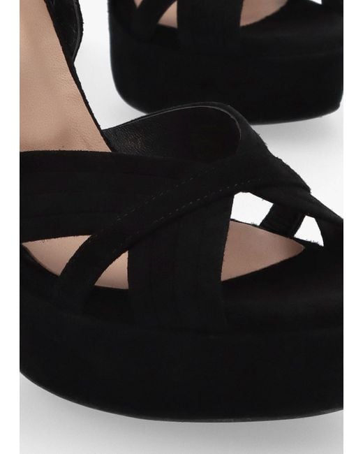 Daniel Avery Black Suede Platform Heeled Sandals