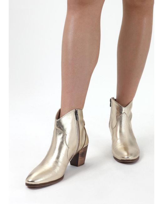 Daniel Natural Barara Gold Leather Western Ankle Boots
