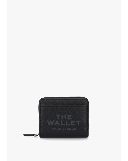 Marc Jacobs White The Leather Mini Black Compact Wallet