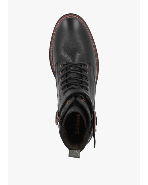 Barbour Black Heidi Pebbled Leather Camando Ankle Boots