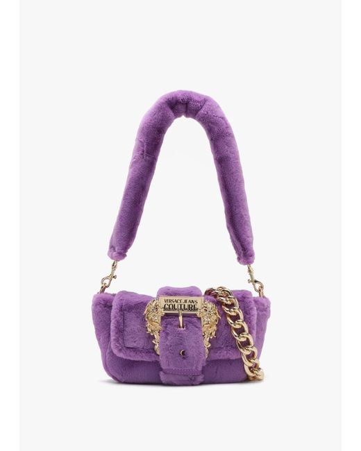 Versace Jeans Purple Faux Fur Shoulder Bag