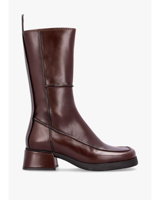 Miista Alzira Brown Black Leather Mid-calf Boots