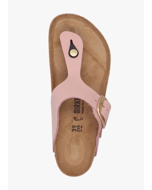 Birkenstock White Gizeh Big Buckle Soft Pink Nubuck Leather Toe Post Sandals