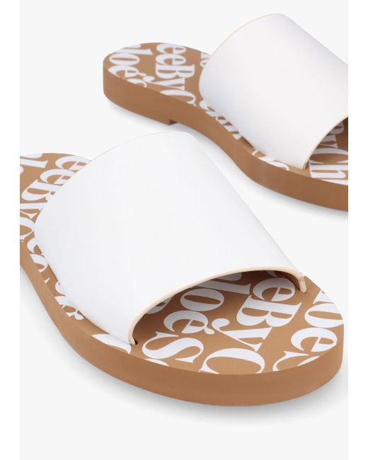 See By Chloé Essie White Leather Pool Sliders