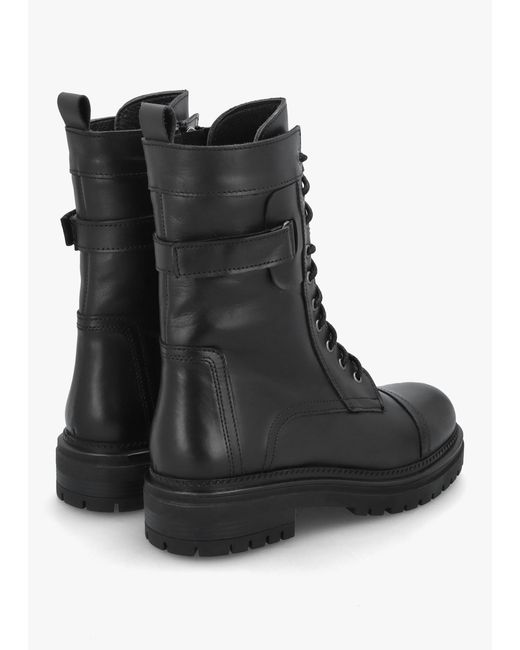 Daniel Idris Black Leather Ankle Strap Biker Boots