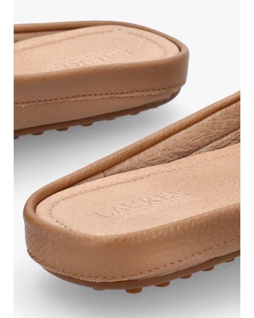 Ralph Lauren White Barnsbury Pebbled Camel Leather Backless Mules