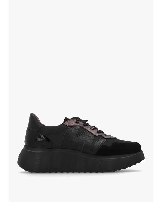 Wonders Black Roma 31 Mixed Textile Chunky Trainers