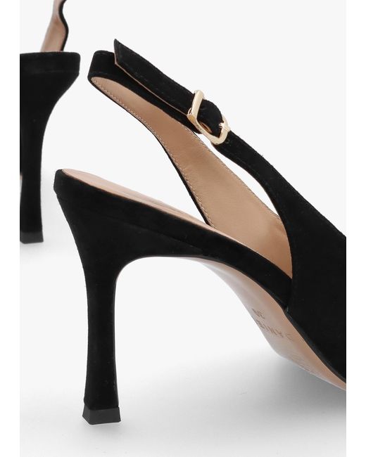 Daniel Elove Black Suede Crystal Heart Toe Cap Heeled Sling Backs