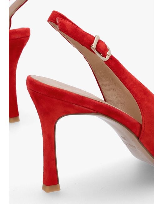 Daniel Elove Red Suede Crystal Heart Toe Cap Heeled Sling Backs