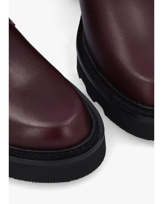 Alpe Brown Arose Burgundy Leather Double Buckle Ankle Boots