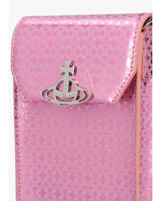 Vivienne Westwood Metal Orborama Pink Leather Phone Case
