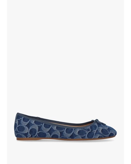 COACH Blue Abigail Signature C Denim Ballet Flat ( Denim) Flat Shoes
