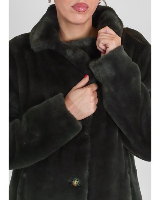 Oakwood Black Cyber Grey Faux Fur Coat