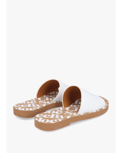See By Chloé Essie White Leather Pool Sliders