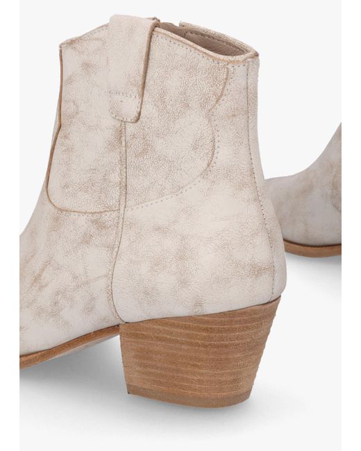 Ash Natural Fame Beige White Leather Western Ankle Boots