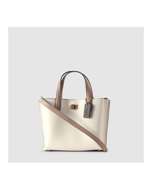 COACH Willow 24 White Leather Tote
