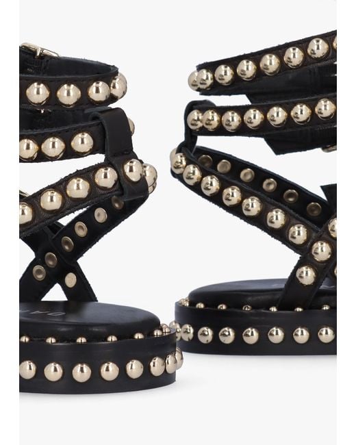 Daniel Eternal Black Leather Studded Gladiator Sandals