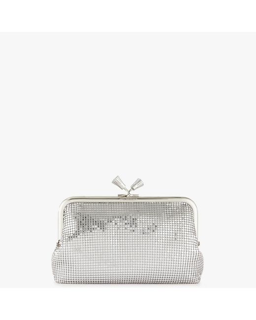 Anya Hindmarch Mesh Maud Silver Tassel Clutch Bag in Gray Lyst