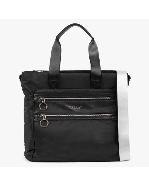 Replay Synthetic Black Recycled Polyester Shopper Bag | Lyst UK