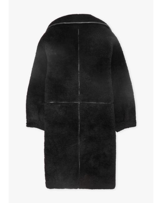 Oakwood Tilda Black Shearling Style Longline Coat