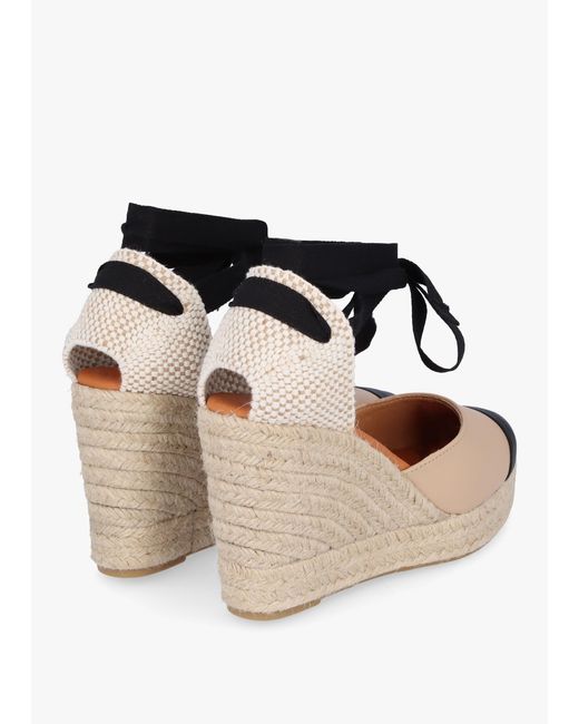 Daniel Black Kendall Beige Leather Toe Cap Wedge Espadrilles