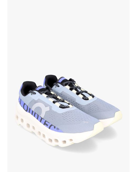 On Shoes White Cloudmonster Mist Blueberry Trainers