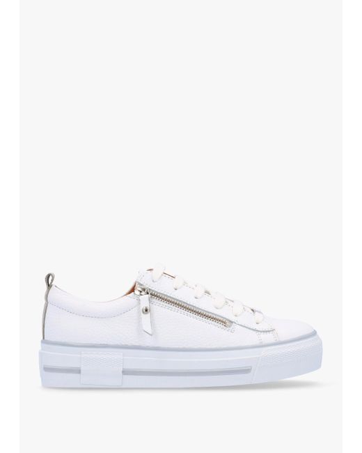 Moda In Pelle Filician White Leather Side Zip Trainers