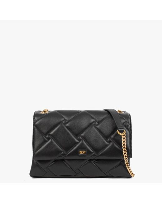 DKNY Willow Black Leather Quilted Shoulder Bag | Lyst