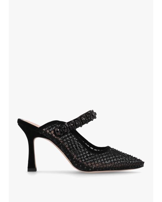 Daniel Alma Black Crystal Mesh Heeled Mary Janes