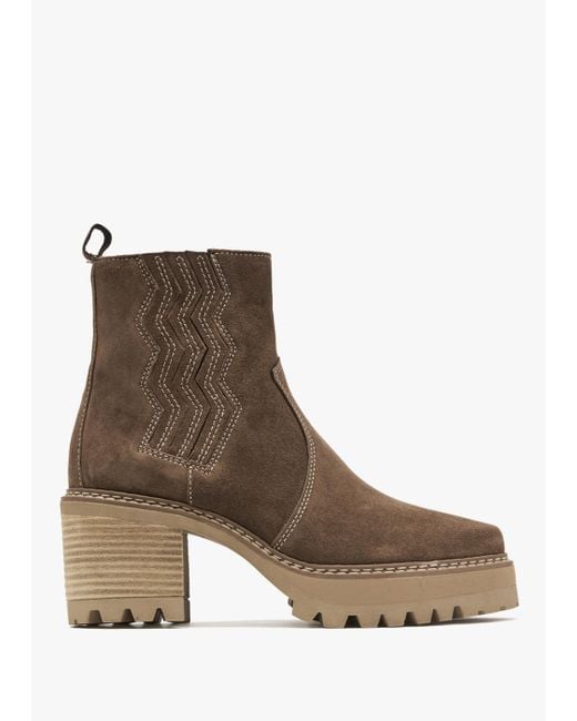 Alpe Brown Airedale Tan Suede Platform Heeled Boots