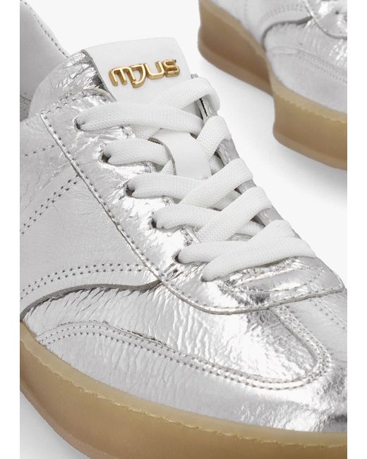 Mjus White Genova Metallic Leather Trainers