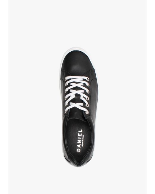Daniel Piccadilly Circus Black Leather Flatform Trainers
