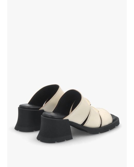 Miista White Jadzia Cream Leather Block Heel Mules
