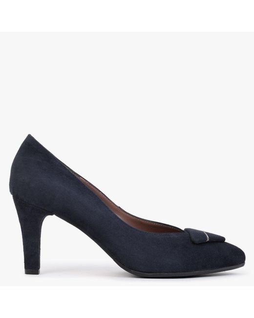 Daniel Courtie Navy Suede Mid Heel Court Shoes in Blue | Lyst