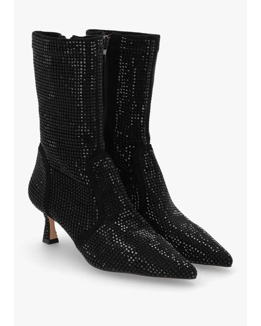 Daniel April Black Crystal Embellished Kitten Heel Ankle Boots