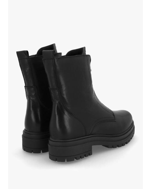 Daniel Izippe Black Leather Front Zip Ankle Boots