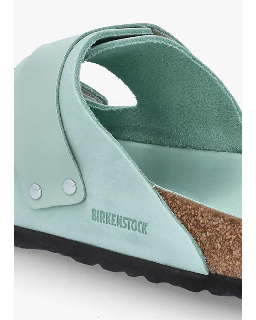 Birkenstock Green Uji Nubuck Leather Two Bar Sandals