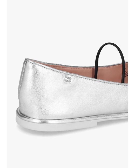 COACH Emilia Metallic Leather Mary Jane Flat